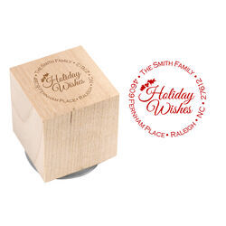 Holiday Wishes Wood Block Rubber Stamp